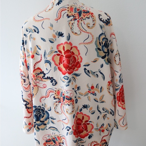 Zara TRF Outerwear Floral Duster Kimono Sleeve Open Front Size S/M - Picture 5 of 9